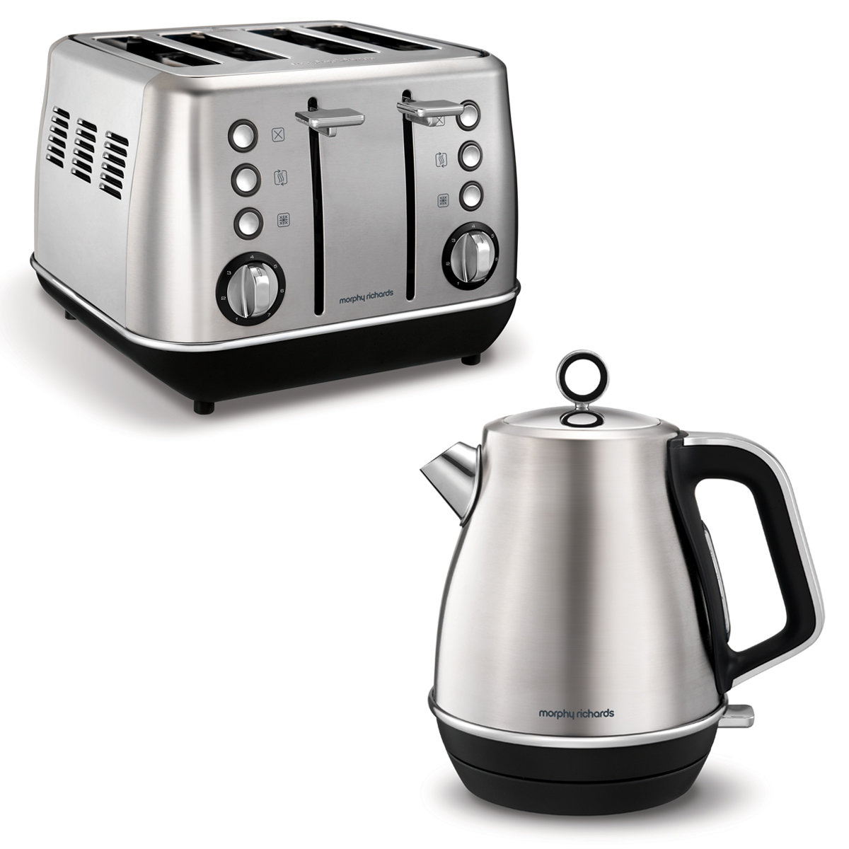 brushed steel kettle and toaster