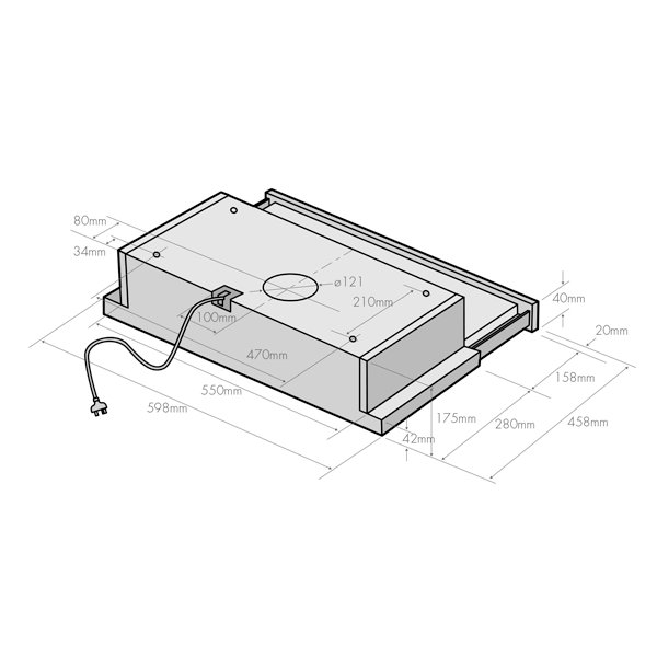 chef 60cm slideout rangehood